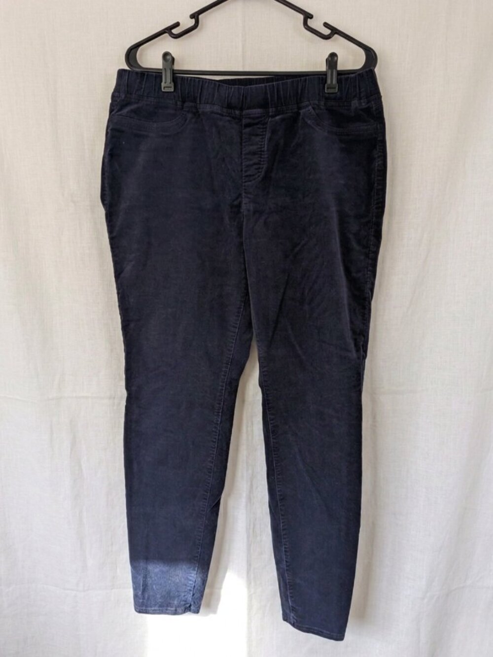 Eileen Fisher Navy Blue Corduroy Pants, L, Organic Cotton Tencel